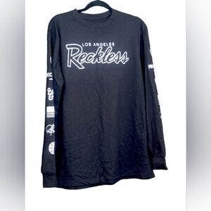 Unisex BLACK LONG SLEEVE 'RECKLESS' 100% COTTON SHIRT Size: X-LARGE